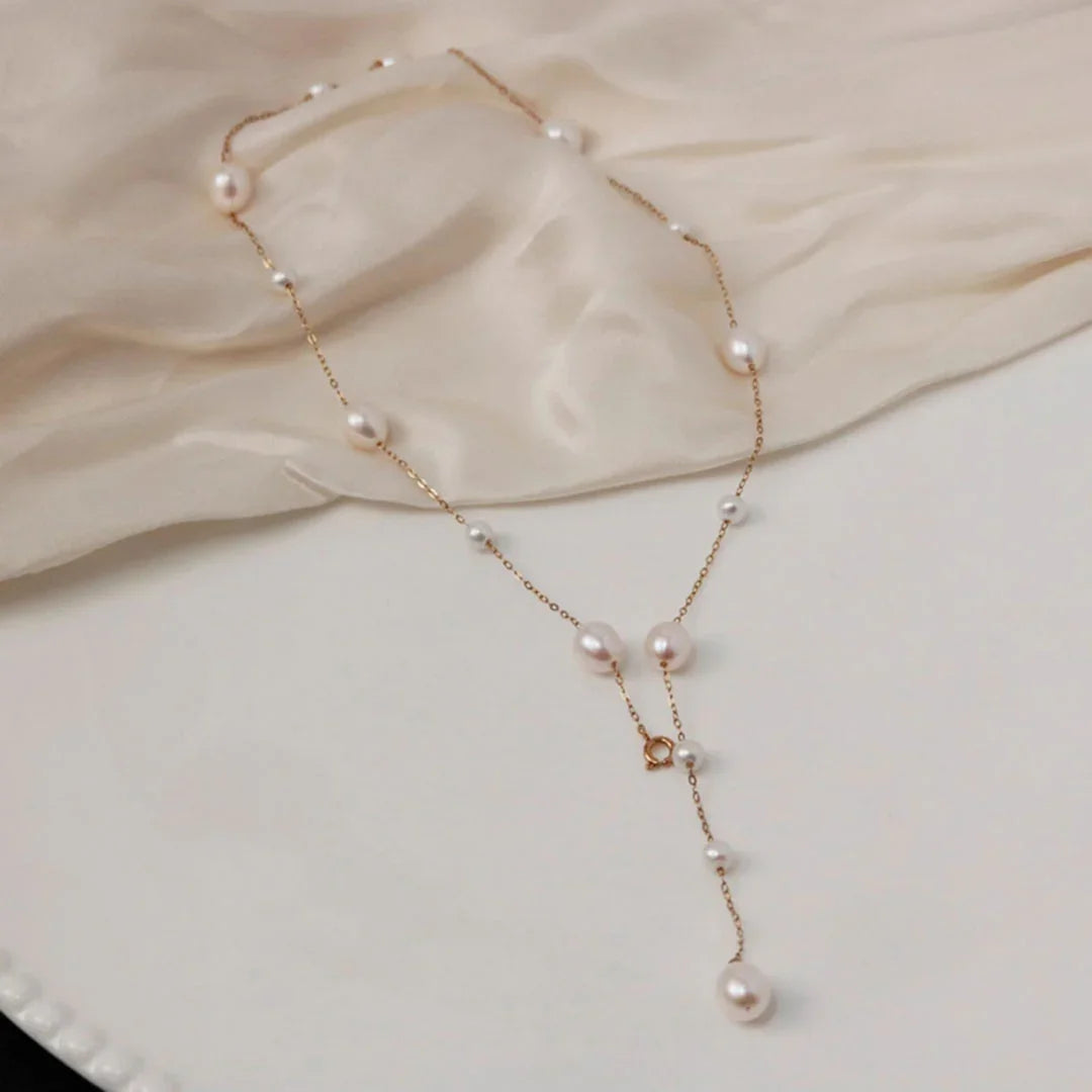 pearl;Pearl Station Necklace