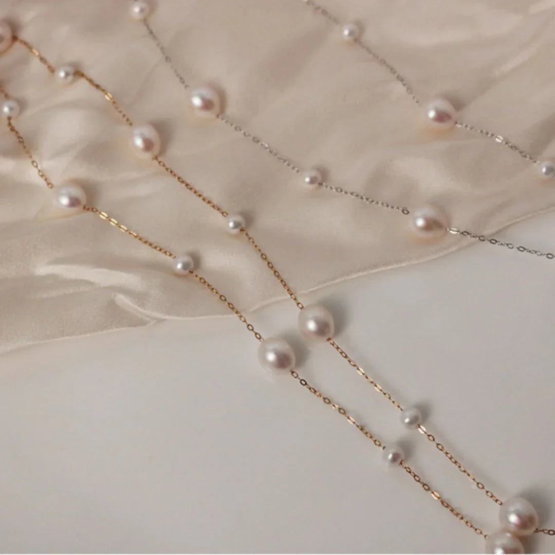 pearl;Pearl Station Necklace